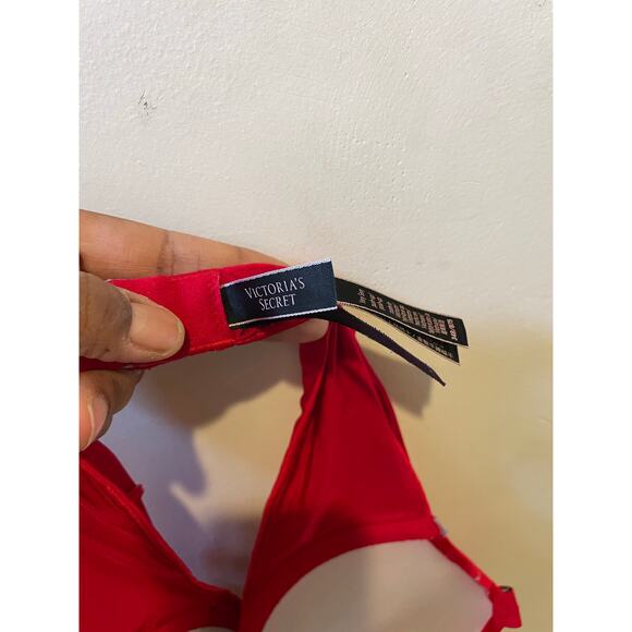 Victoria's Secret Very Sexy Pushup Shine Sparkly holiday Rhinestone Red bra 34B - Picture 2 of 6